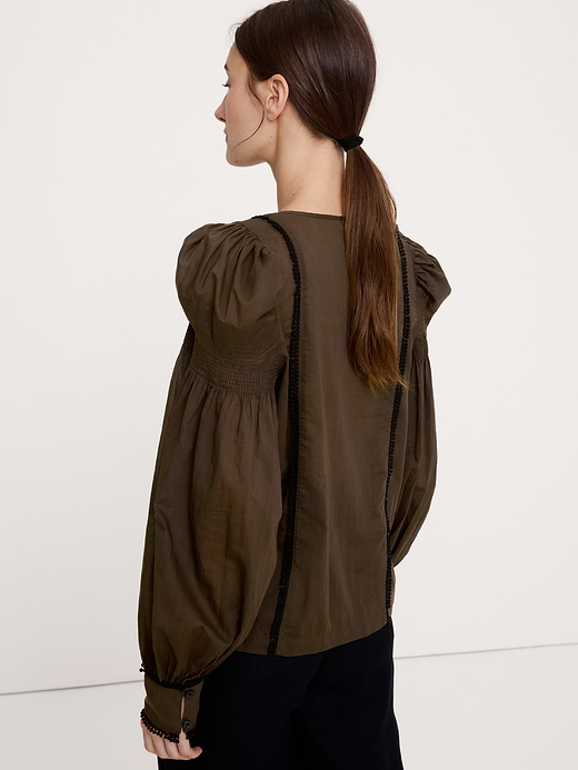 Banana Republic Lightweight Cotton Puff-Sleeve Top — photo 3