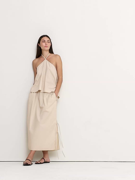 Banana Republic Cotton Poplin Side-Tie Midi Skirt — photo 6