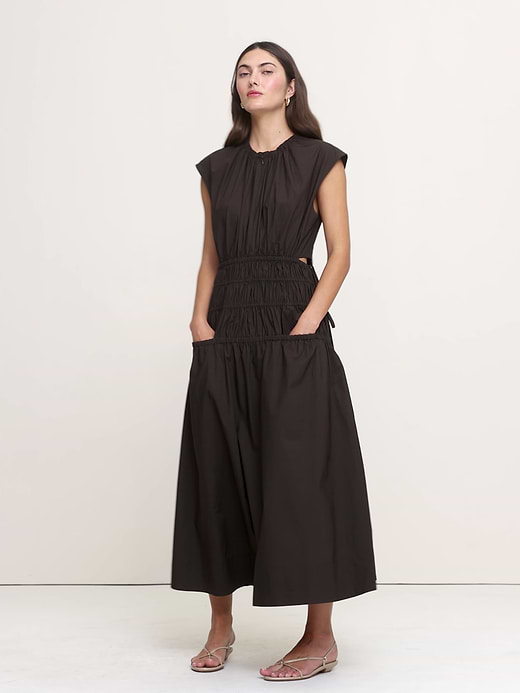 Banana Republic Smocked Cotton Poplin Maxi Dress with Open Back — photo 5