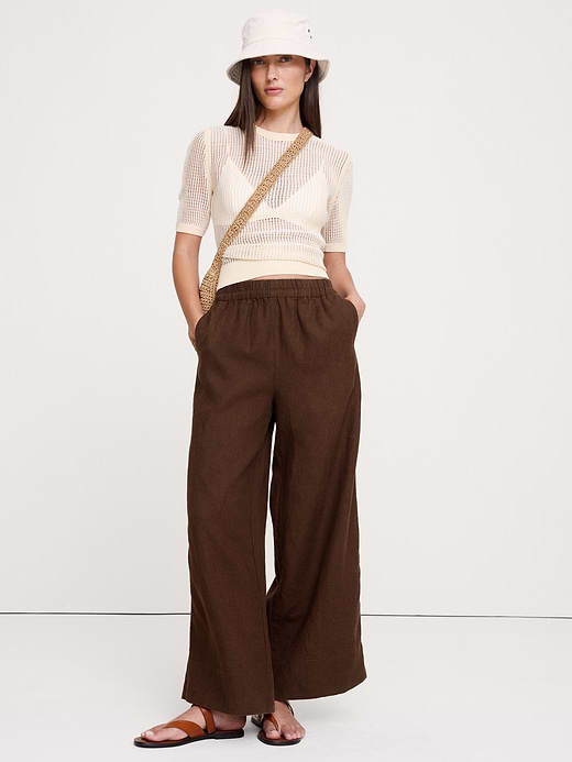 Banana Republic High-Rise Wide-Leg Linen Pull-On Ankle Pant — photo 1