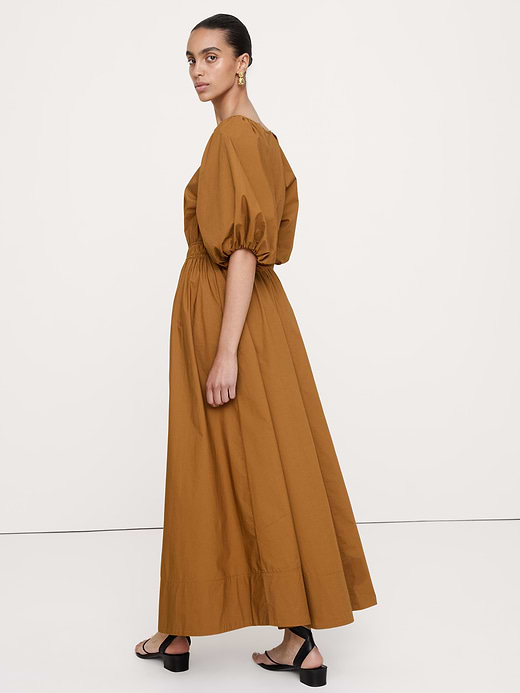 Banana Republic Cotton Poplin Puff-Sleeve Maxi Dress — photo 3