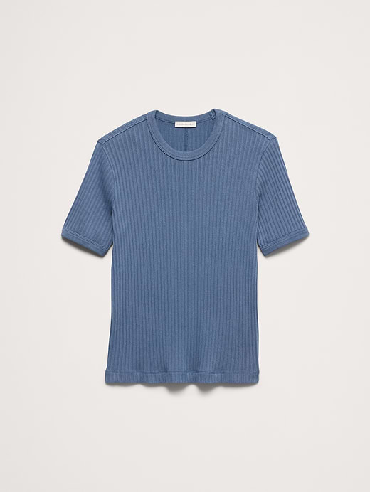 Banana Republic Ribbed Stretch-Cotton Crew-Neck T-Shirt — photo 5