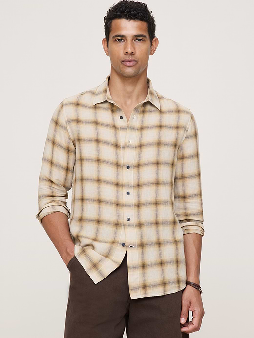 Banana Republic Standard-Fit Plaid Linen-Cotton Shirt — photo 1