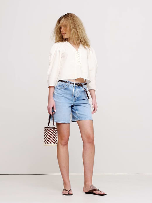 Banana Republic Cotton Poplin Lace-Up Cropped Shirt — photo 6