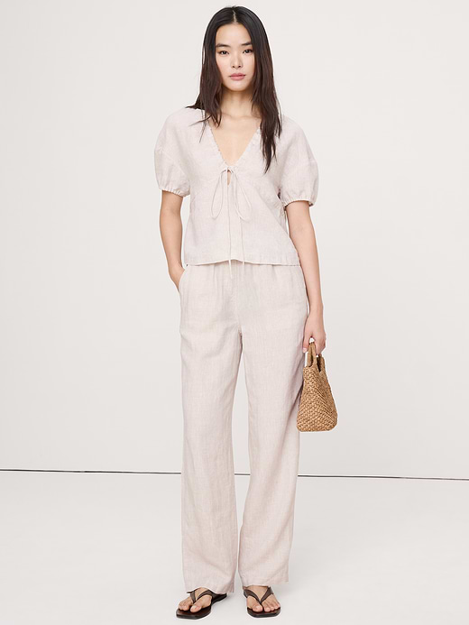 Banana Republic Linen Tie-Front V-Neck Top — photo 1