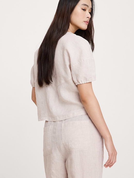 Banana Republic Linen Tie-Front V-Neck Top — photo 3