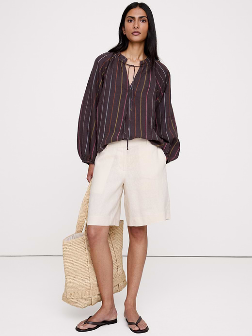 Banana Republic Linen Ruffle-Neck Top — photo 4
