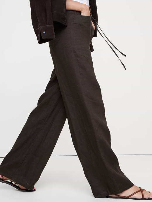 Banana Republic The Studio Wide-Leg Drawstring Pant in Linen — photo 4