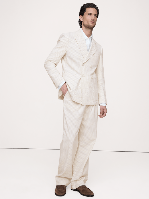 Banana Republic Double-Breasted Italian Cotton-Linen Seersucker Suit Jacket — photo 6