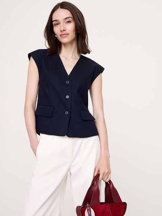 Banana Republic Stretch Linen-Viscose Vest — photo 1