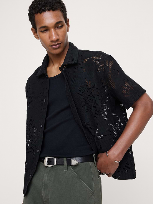 Banana Republic Floral Knit Button-Down Shirt — photo 1