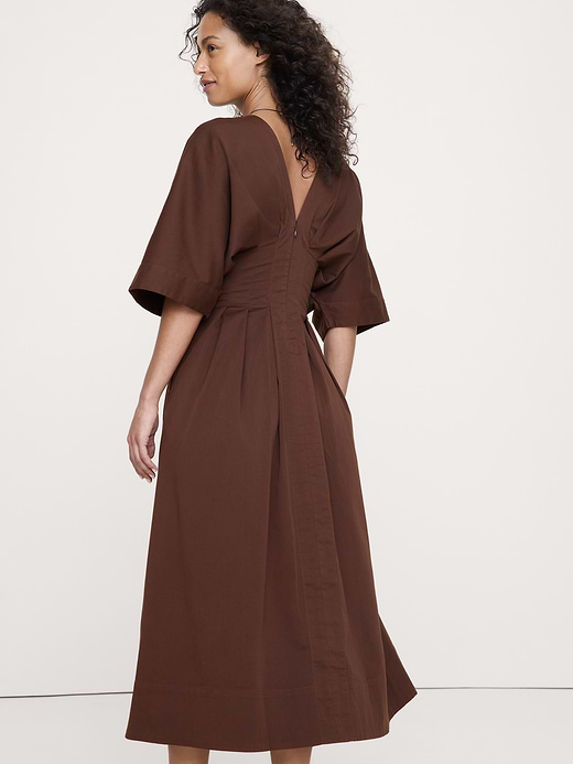 Banana Republic Stretch-Cotton Pleated Maxi Dress — photo 3