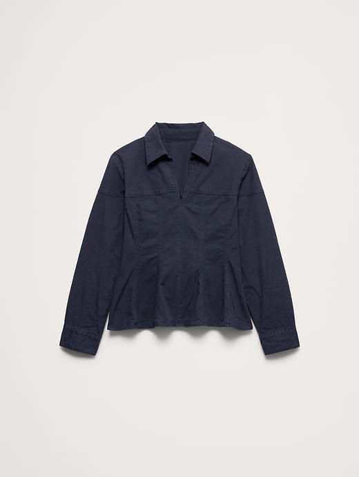 Banana Republic Stretch-Cotton Pleated-Waist Top — photo 5