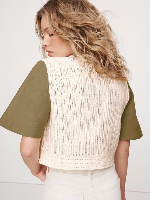 Banana Republic Cotton Mixed-Media Crop Top — photo 3