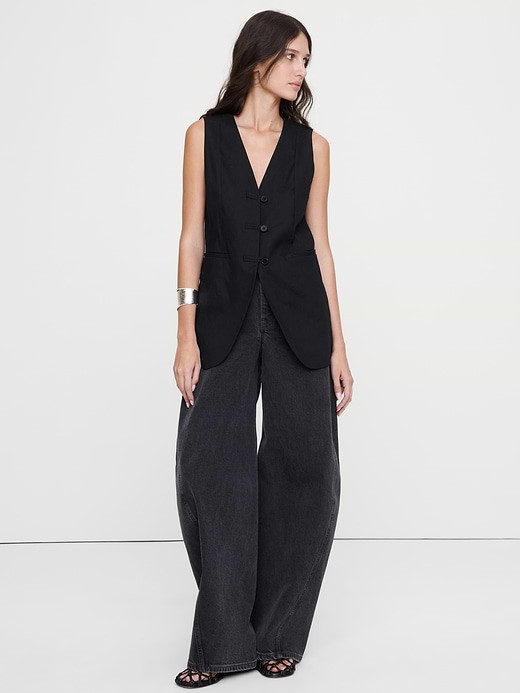 Banana Republic Stretch Linen-Viscose Long Vest — photo 1