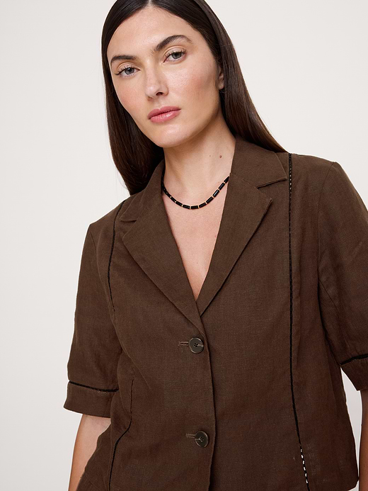 Banana Republic Linen Short-Sleeve Blazer Top — photo 4