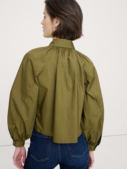 Banana Republic Cotton Poplin Balloon-Sleeve Shirt — photo 3