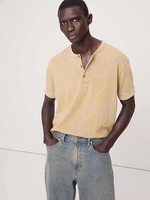 Banana Republic Midweight Cotton Slub Henley T-Shirt — photo 1