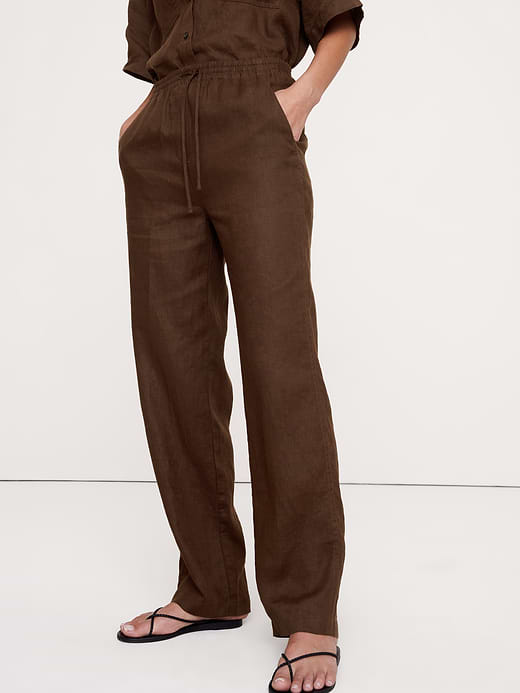 Banana Republic The Getaway Straight-Leg Pull-On Pant in Linen — photo 4