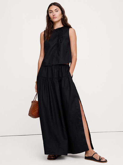 Banana Republic Linen Tiered Tie-Side Maxi Skirt — photo 1