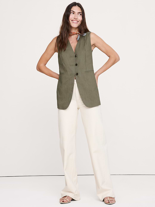 Banana Republic Stretch Linen-Viscose Long Vest — photo 1