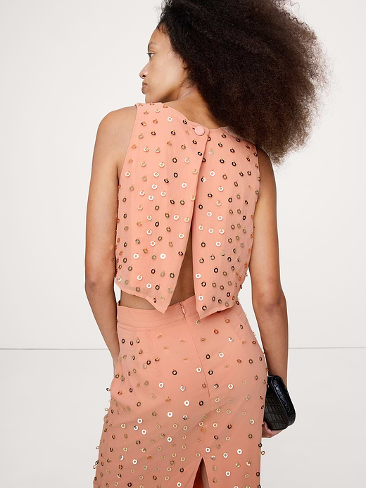 Banana Republic Embellished Chiffon Open-Back Tank — photo 3