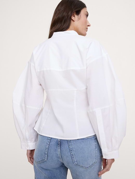 Banana Republic Cotton Poplin Balloon-Sleeve Shirt — photo 3
