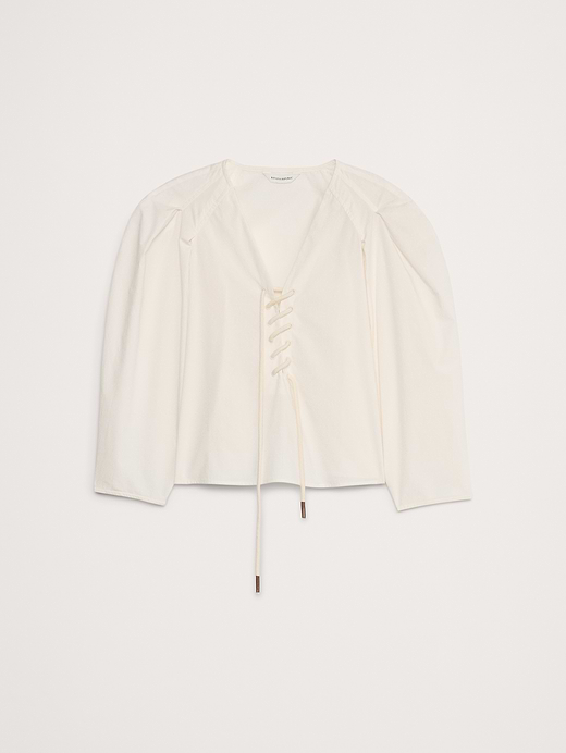 Banana Republic Cotton Poplin Lace-Up Cropped Shirt — photo 5
