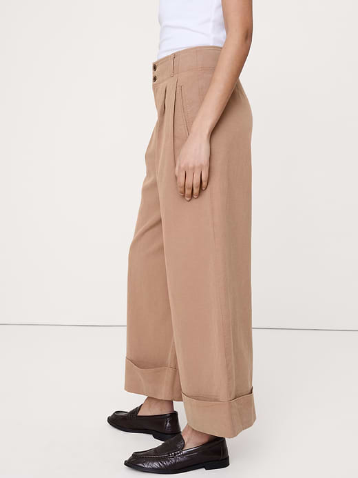 Banana Republic High-Rise Wide-Leg TENCEL™-Cotton-Linen Cropped Pant — photo 4