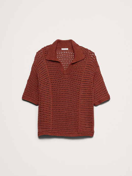 Banana Republic Crochet Cotton Sweater Polo — photo 5