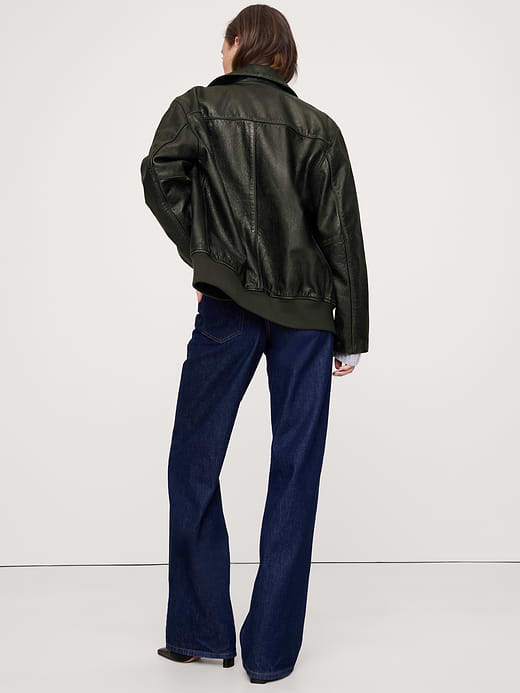Banana Republic Oversized Distressed Leather Bomber Jacket — photo 3