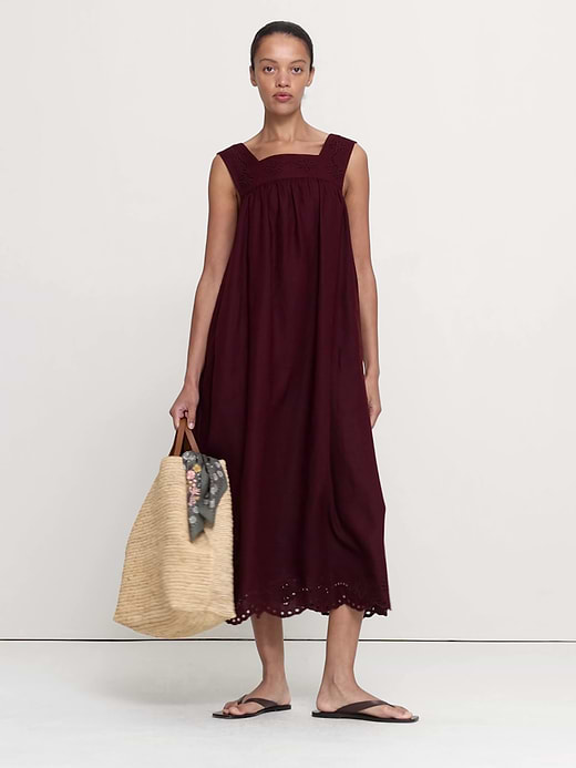Banana Republic Embroidered Linen Square-Neck Dress — photo 5