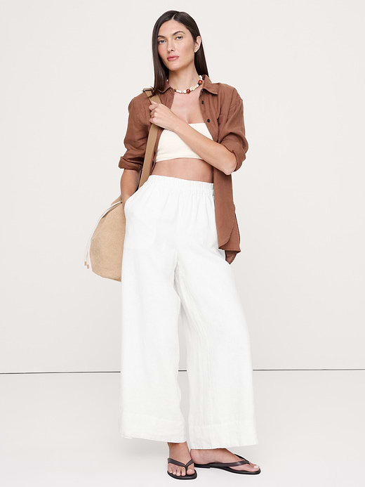 Banana Republic High-Rise Wide-Leg Linen Pull-On Ankle Pant — photo 5