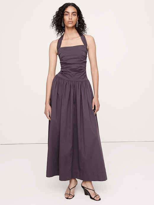 Banana Republic Stretch-Cotton Halter Maxi Dress — photo 1