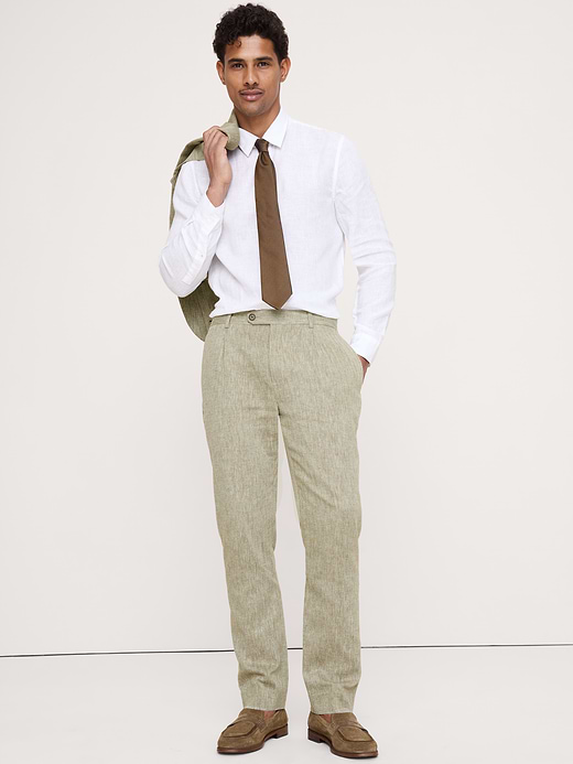 Banana Republic Tailored Slim-Fit Green Linen-Cotton Suit Pant — photo 4