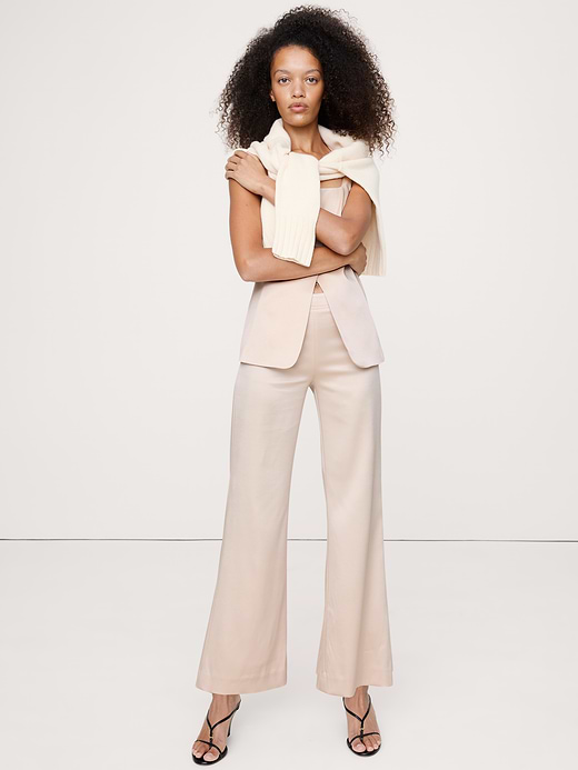Banana Republic Mid-Rise Kick-Flare Satin Ankle Pant — photo 1