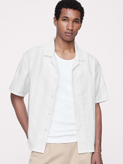 Banana Republic Relaxed-Fit Cotton-Linen Jacquard Resort Shirt — photo 1