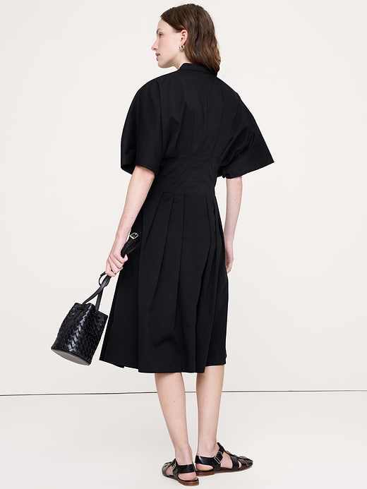 Banana Republic Stretch-Cotton Pleated Midi Shirt Dress — photo 3