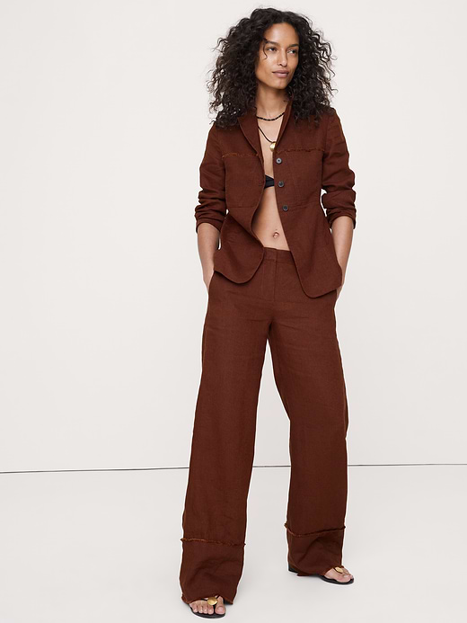 Banana Republic The Everyday Wide-Leg Pant in Fringe-Hem Linen — photo 1