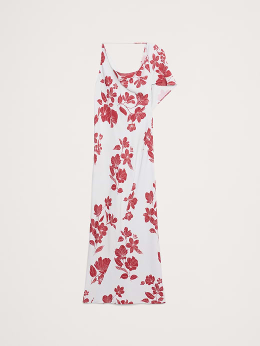 Banana Republic Stretch-Crepe Asymmetrical Open-Back Maxi Dress — photo 5