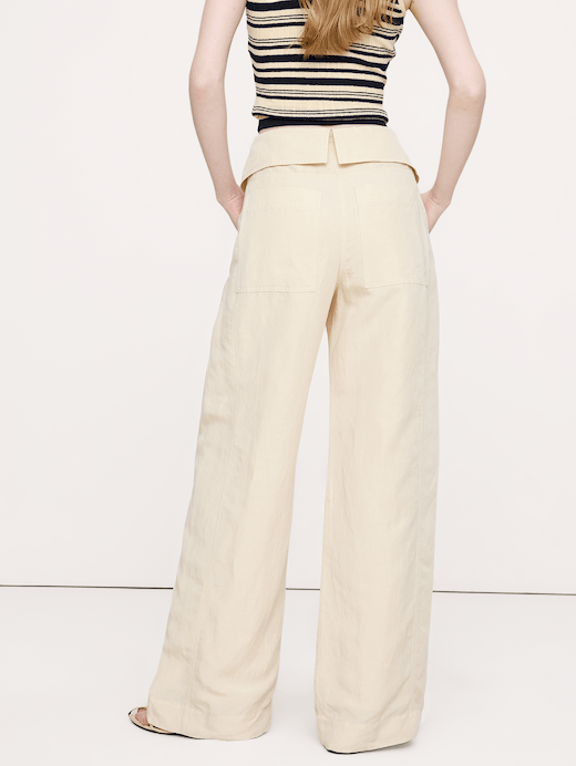 Banana Republic Wide-Leg TENCEL™-Linen Pant with Foldover Waistband — photo 3