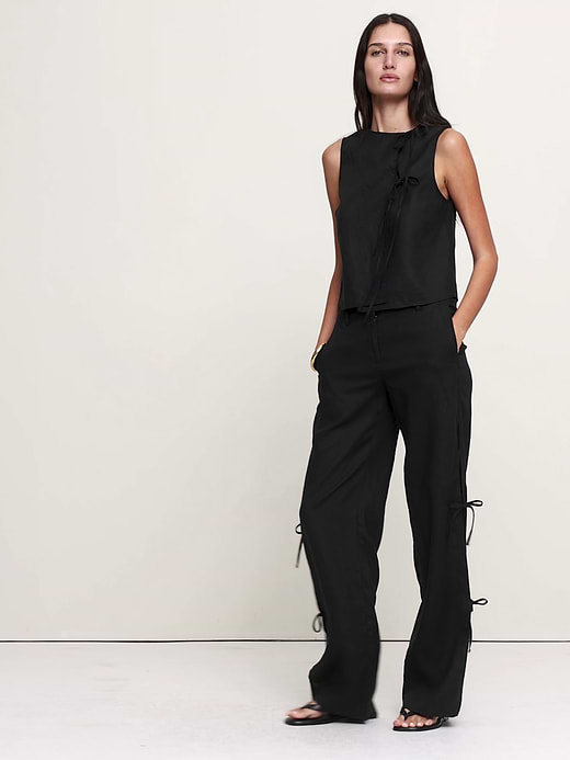 Banana Republic The Everyday Wide-Leg Side-Tie Pant In Linen — photo 6