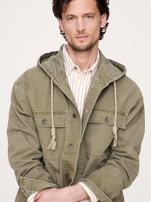 Banana Republic Cotton Twill Hooded Overshirt — photo 1