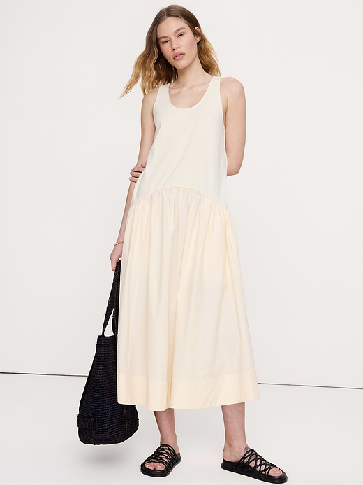 Banana Republic Cotton Poplin + Jersey Midi Dress — photo 1