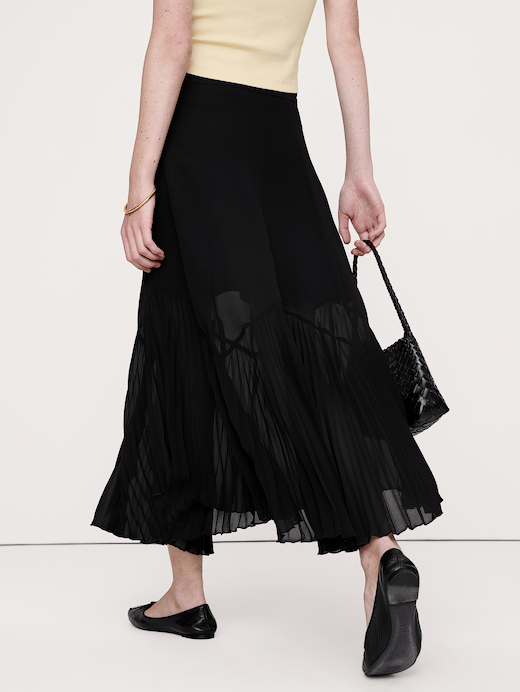 Banana Republic Chiffon Pleated-Trim Midi Skirt — photo 3