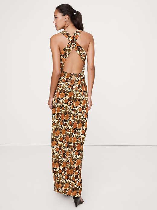 Banana Republic Matte Silk Cowl-Neck Backless Maxi Dress — photo 1