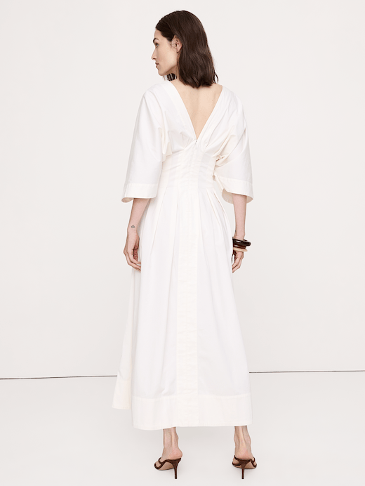 Banana Republic Stretch-Cotton Pleated Maxi Dress — photo 3