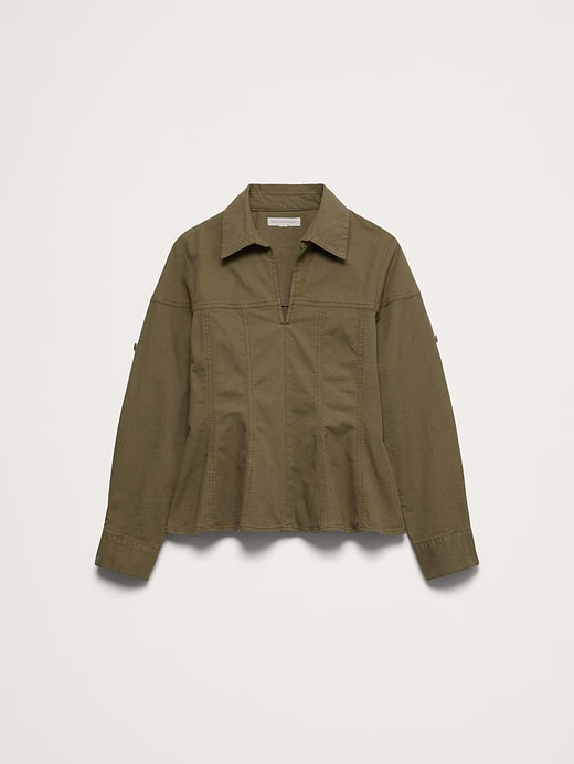 Banana Republic Stretch-Cotton Pleated-Waist Top — photo 5
