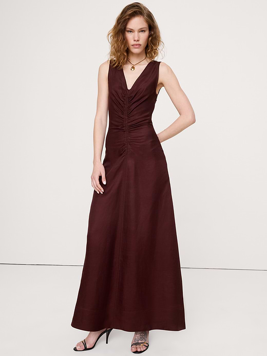 Banana Republic Viscose-Linen V-Neck Maxi Dress — photo 1