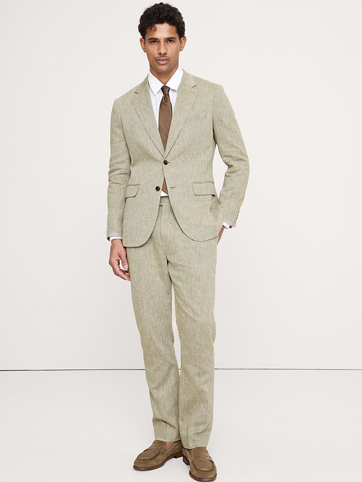 Banana Republic Tailored Slim-Fit Green Linen-Cotton Suit Pant — photo 6